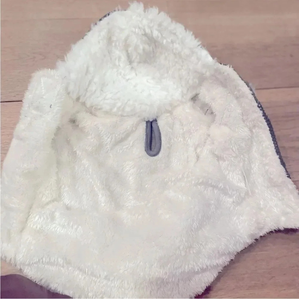 NWOT GREY W WHITE FUR LINED CABLE KNIT SWEATER WITH HOOD FOR DOG SIZE XS - Picture 6 of 9
